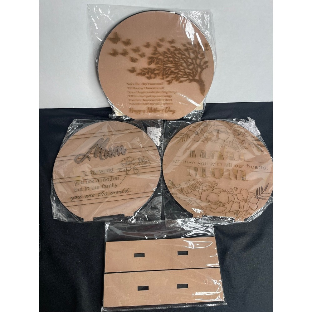 Set of 3 Wooden Mother Gift Decor Sign Plaque for Mom Birthday Mothers Day Home